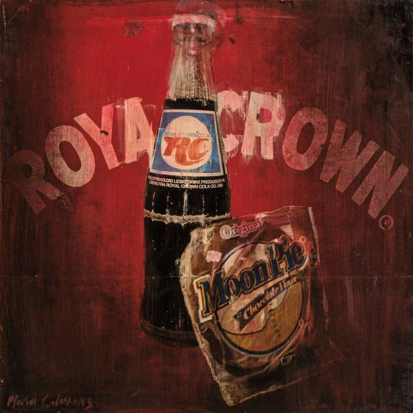 PLAID COLUMNS Royal Crown mixed media on panel 18 x 18 inches $1500