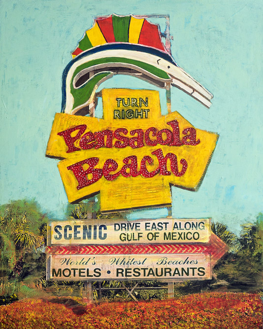 Plaid Columns Pensacola Beach mixed media on panel 30 x 24 inches