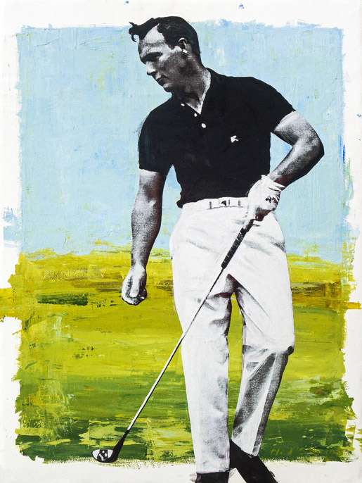 PLAID COLUMNS Arnold Palmer mixed media on board 42 x 32 inches framed $3800