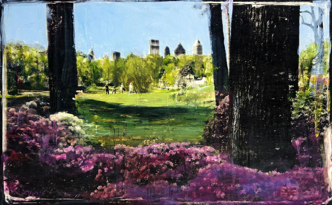 PLAID COLUMNS The Second at Ansley GC mixed media on panel 42 x 68 inches $5800