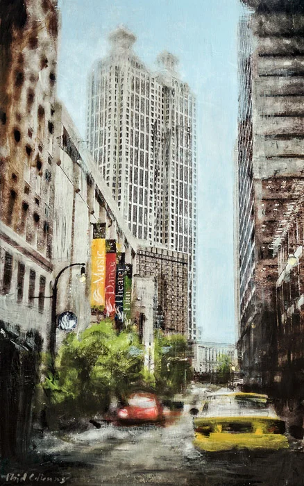 Plaid Columns Forsyth Street Atlanta, GA mixed media on panel 48 x 30 inches plaid columns home