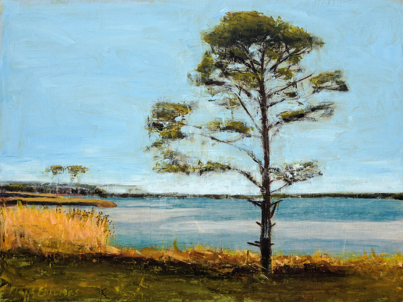 Plaid Columns Western Lake mixed media on panel 30 x 40 inches plaid columns home