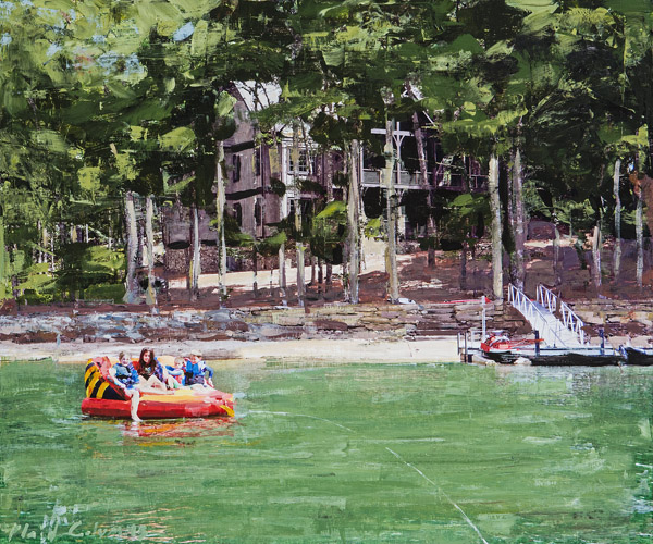 Plaid Columns Lake Linville No. 2 mixed media on panel 20 x 24 inches