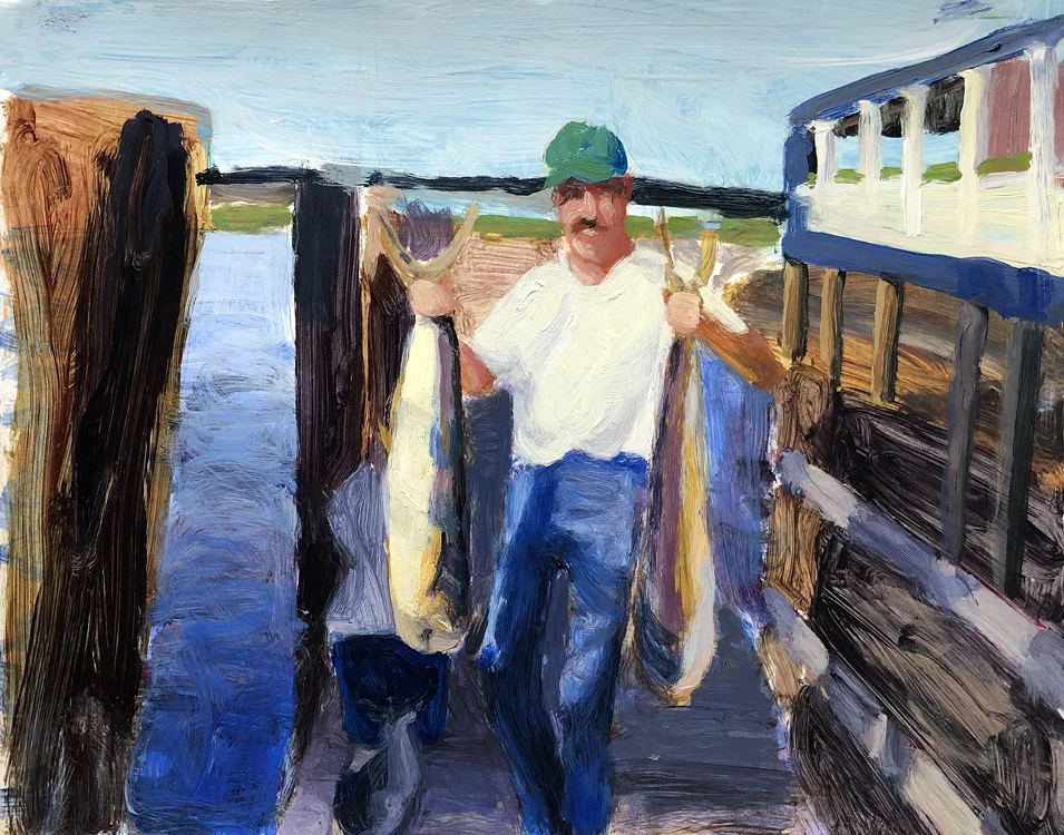 EVAN JONES James With Mahi Mahi acrylic on paper 11 x 14 inches