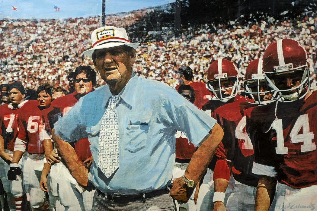 PLAID COLUMNS Bear Bryant mixed media on pane 30 x 45 inches