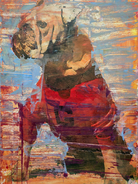 PLAID COLUMNS Uga I mixed media on panel 12 x 18 inches