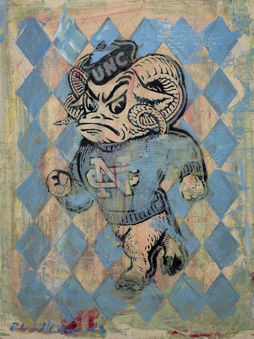 PLAID COLUMNS Diamond Ram mixed media on panel 18 x 12 inches