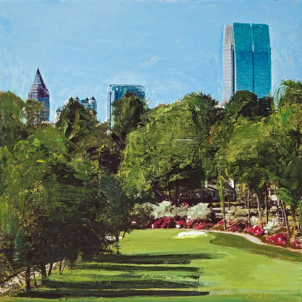 PLAID COLUMNS The First at Ansley mixed media on pane 36 x 36 inches