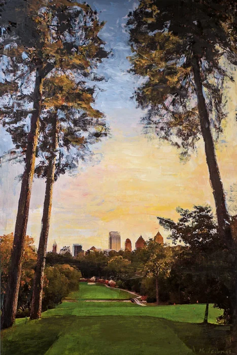 PLAID COLUMNS The First at Ansley mixed media on panel 60 x 40 inches $5500