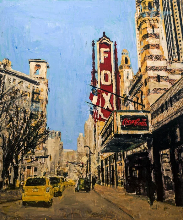 PLAID COLUMNS The Fox on Peachtree mixed media on panel 54 x 48 inches $5500