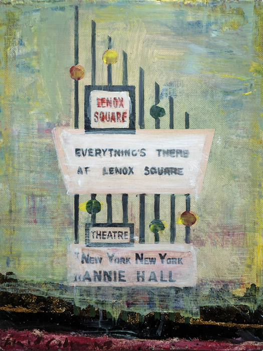 PLAID COLUMNS Vintage Lenox Square mixed media on panel 16 x 12 inches $750