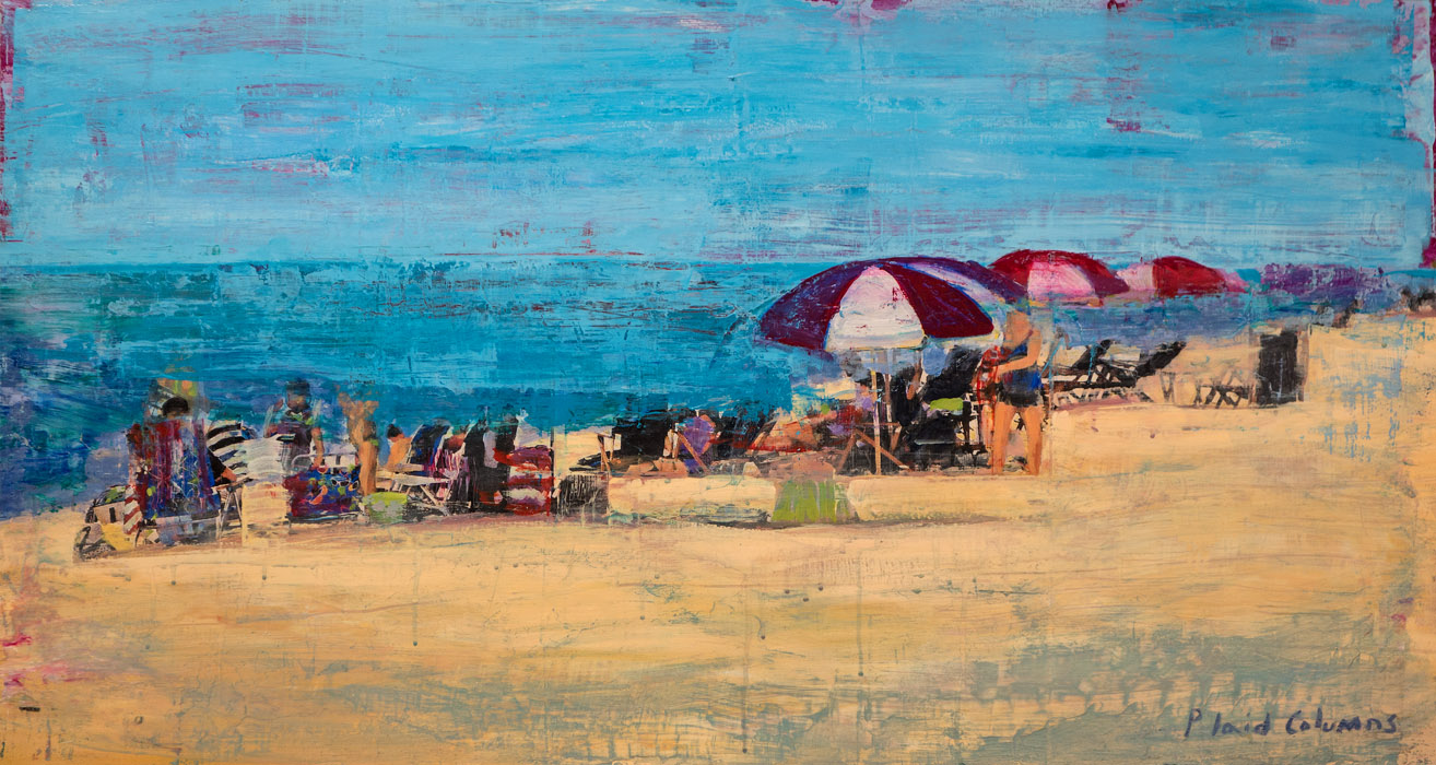 PLAID COLUMNS Rosemary Beach mixed media on panel 23 x 42 inches $3600