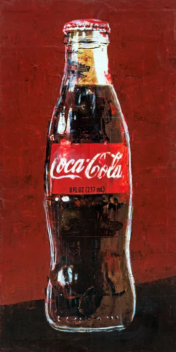 PLAID COLUMNS Coke Bottle mixed media on panel 24 x 12 inches $1200