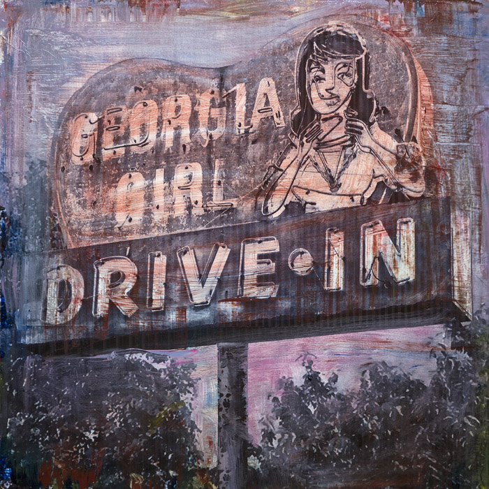 PLAID COLUMNS Georgia Girl mixed media on panel 18 x 18 inches $1500