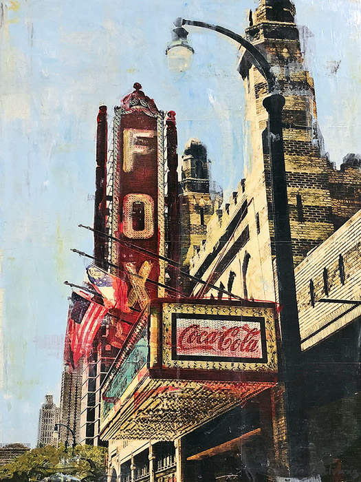 PLAID COLUMNS The Fox mixed media on panel 36 x 27 inches $3400