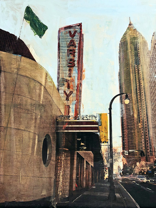 PLAID COLUMNS The Varsity mixed media on panel 36 x 27 inches $3400