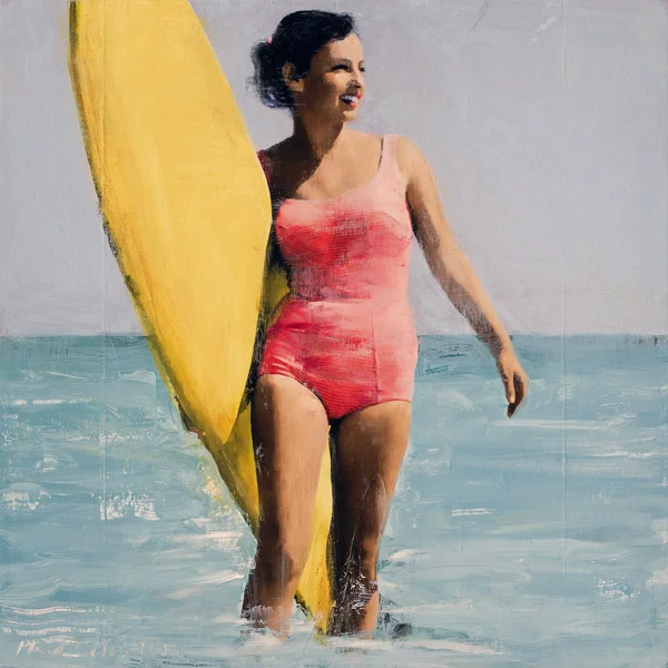 PLAID COLUMNS Surfer Girl No. 2 mixed media on panel 19 x 19 inches $1800