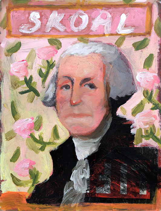 EVAN JONES Skoal George acrylic on paper 12 x 9 inches