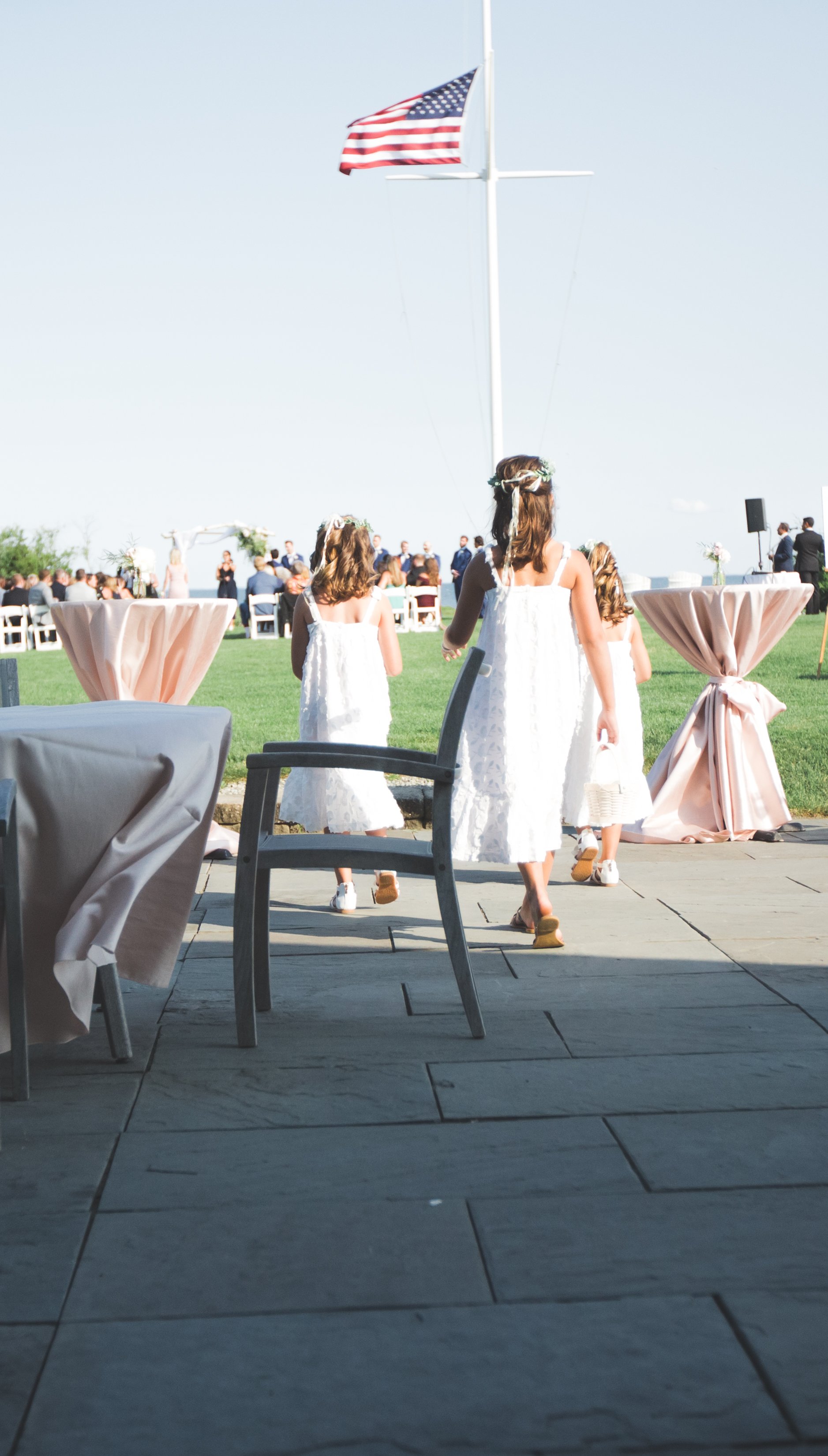 FLOWER GIRLS AT GUILFORD YACHT CLUB WEDDING