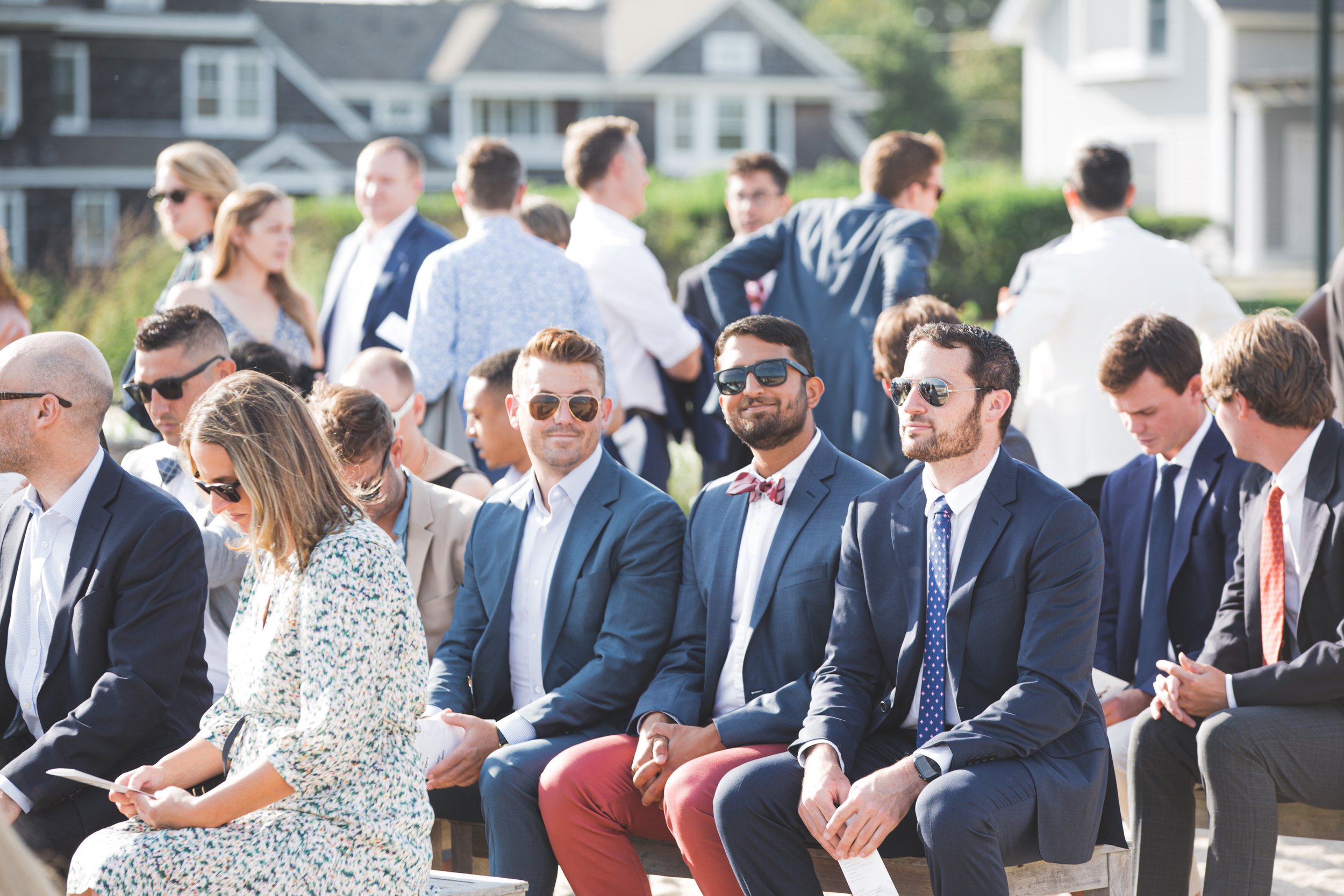 Wedding Guests Await the Grooms' Arrival in Old Saybrook, CT