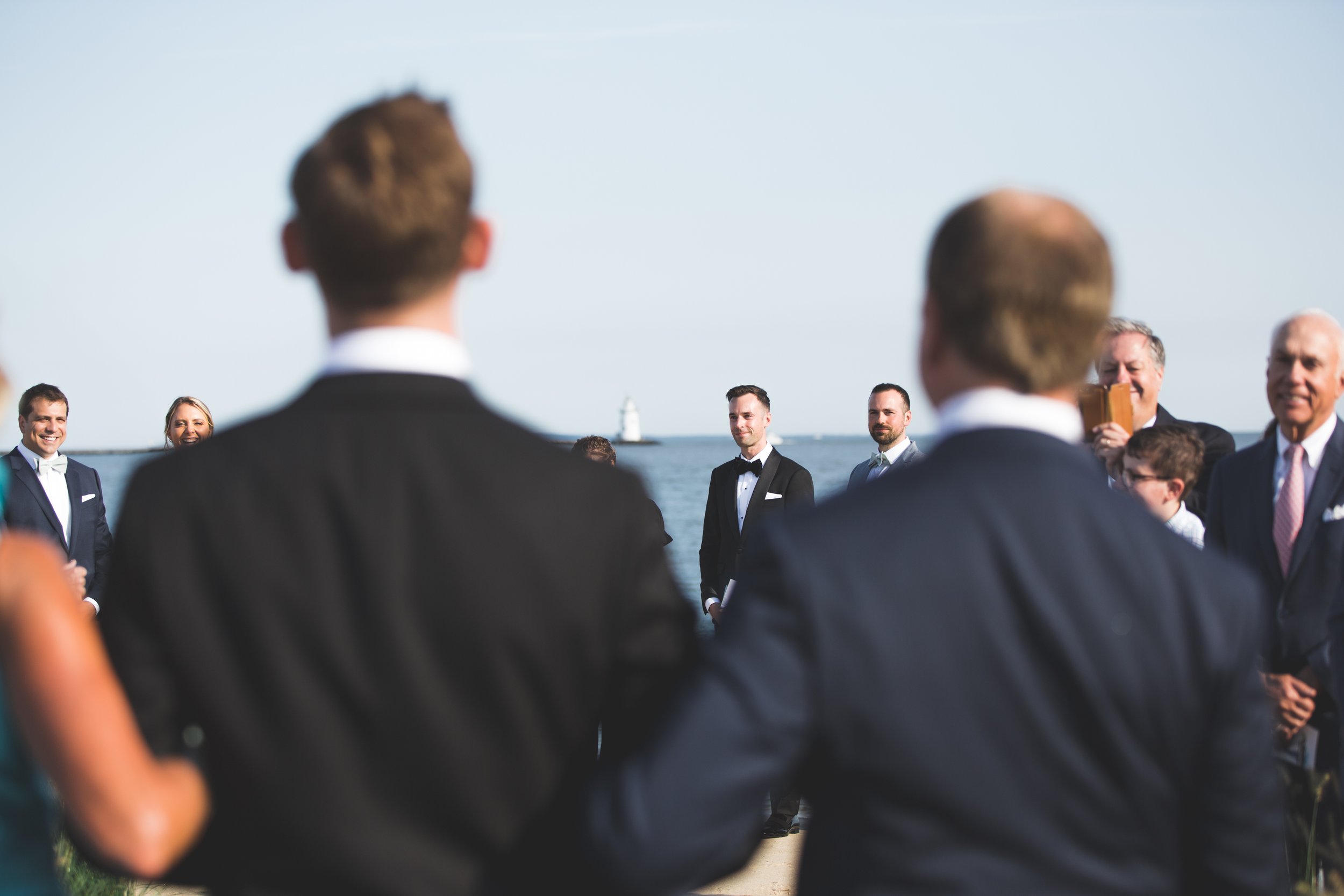 Grooms at their Wedding on the Ocean 