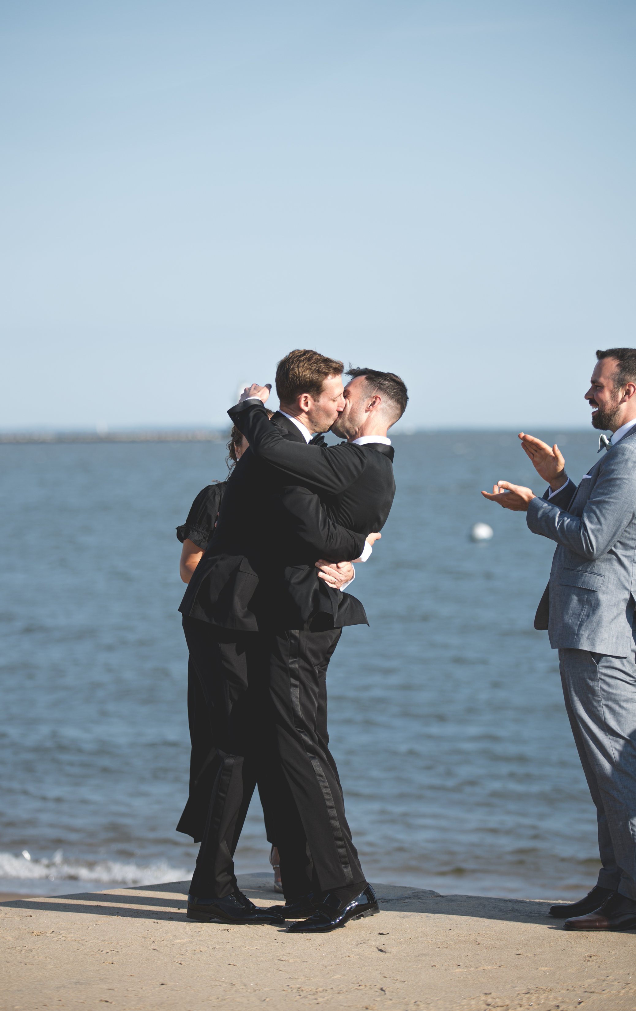Kiss the Groom at Wedding Ceremony in Old Saybrook, CT