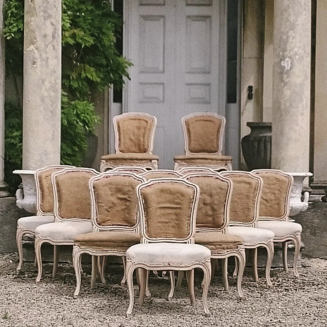 pièce de résistance: set of 12 c. 1890 louis xvi dining chairs