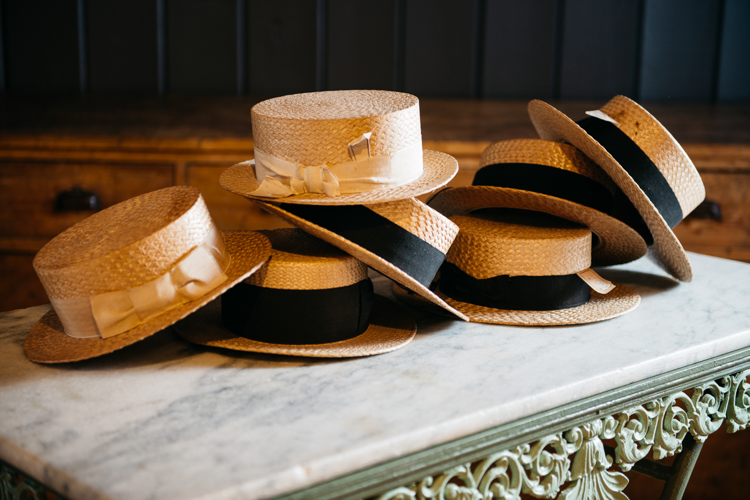 Set of 7 French Boater's Hats