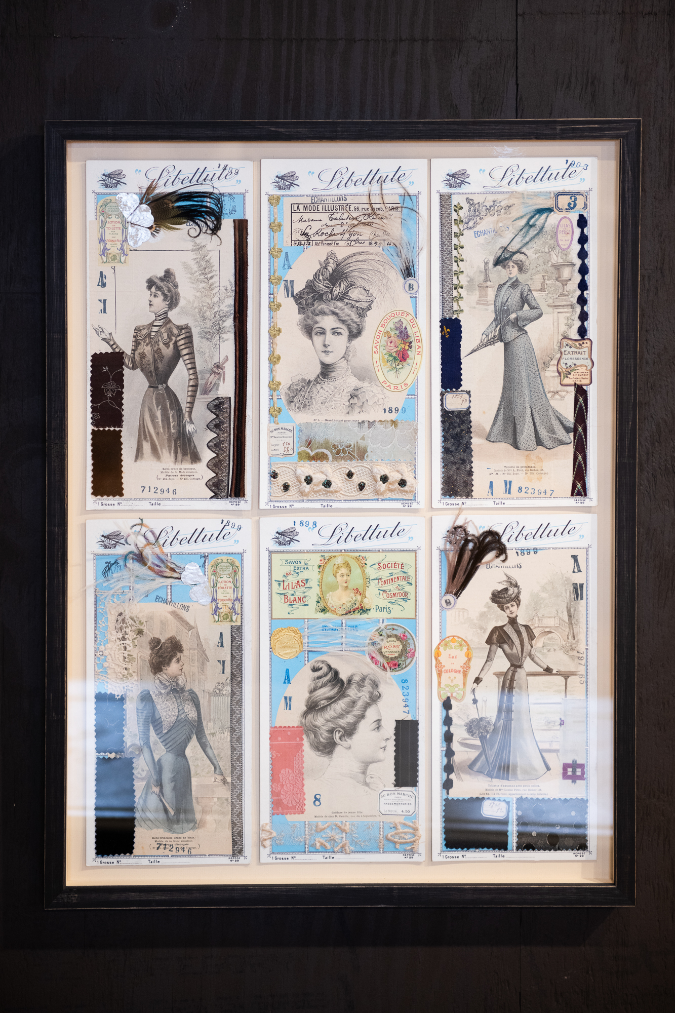 Framed Collection of Au Bon Marche Salesman Samples