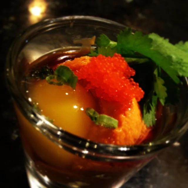 Need a kick start to make your meal great? Try out Mikimoto's very own Uni shot! Always fresh, otherwise we don't have it. Order up! #nolasushi #uni #sushishot #sirirachi #mikimotosushi