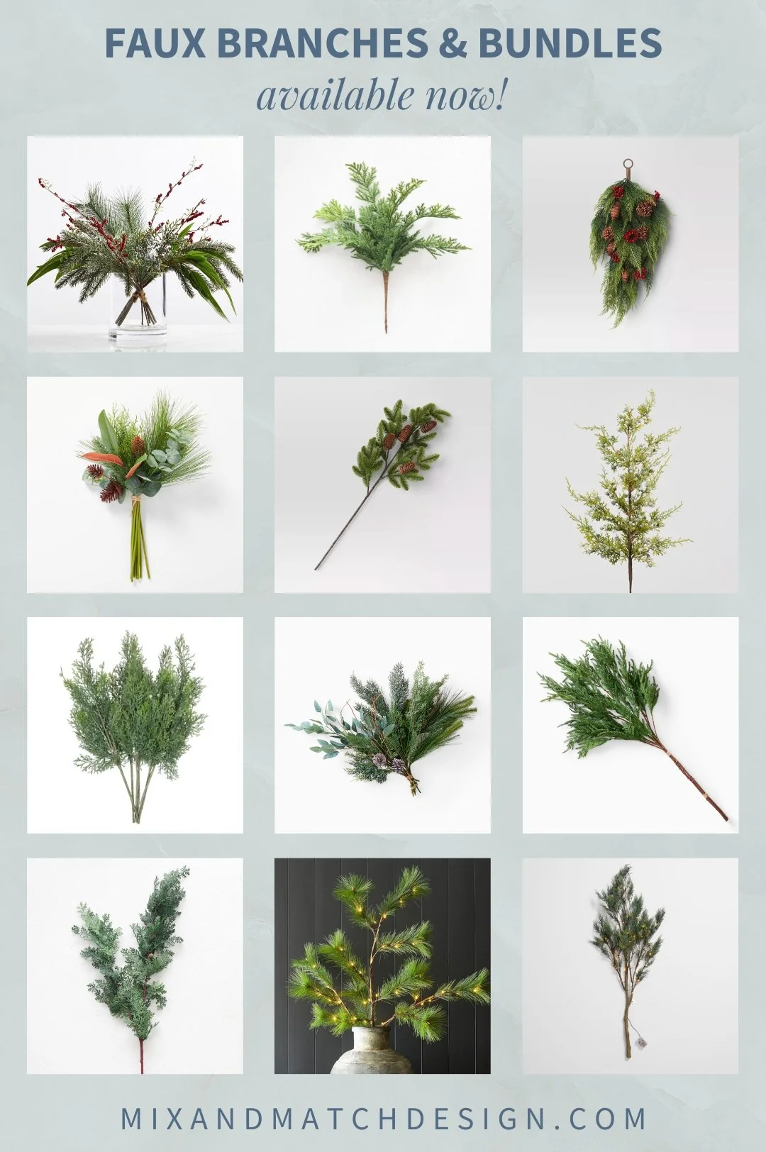Faux Holiday Branches & Bundles (Available Now!)