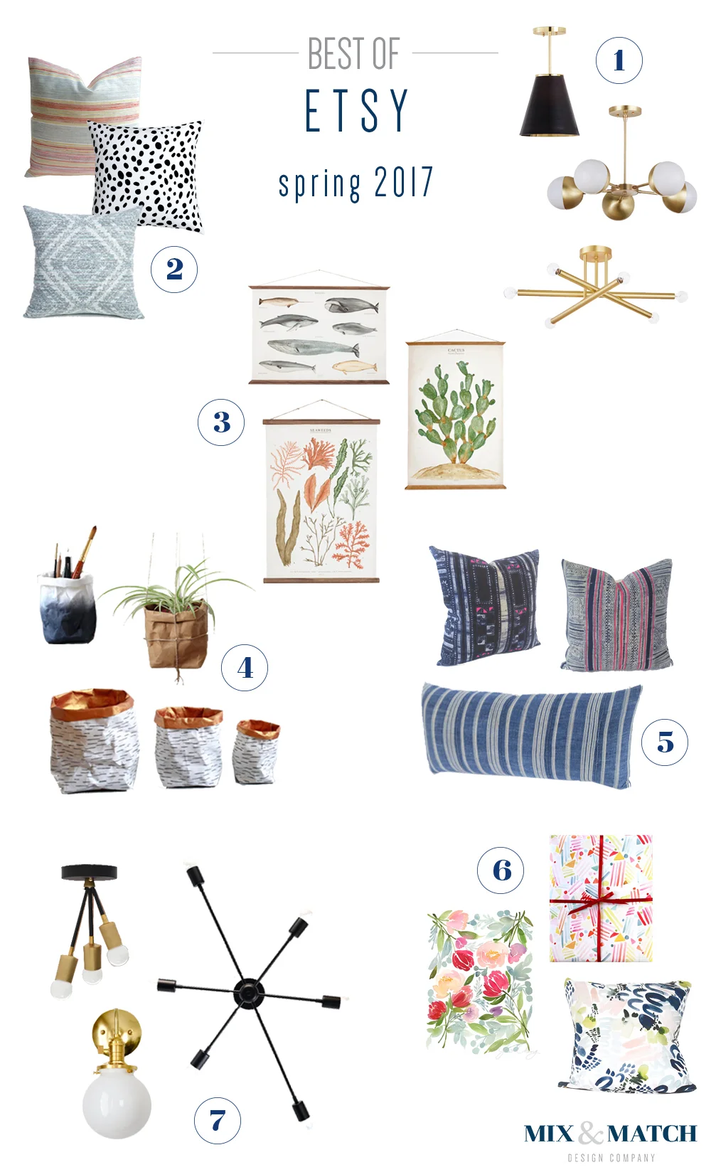 Mix & Match Design Company's favorite Etsy shops for pillows, lighting, art and a touch of home decor.