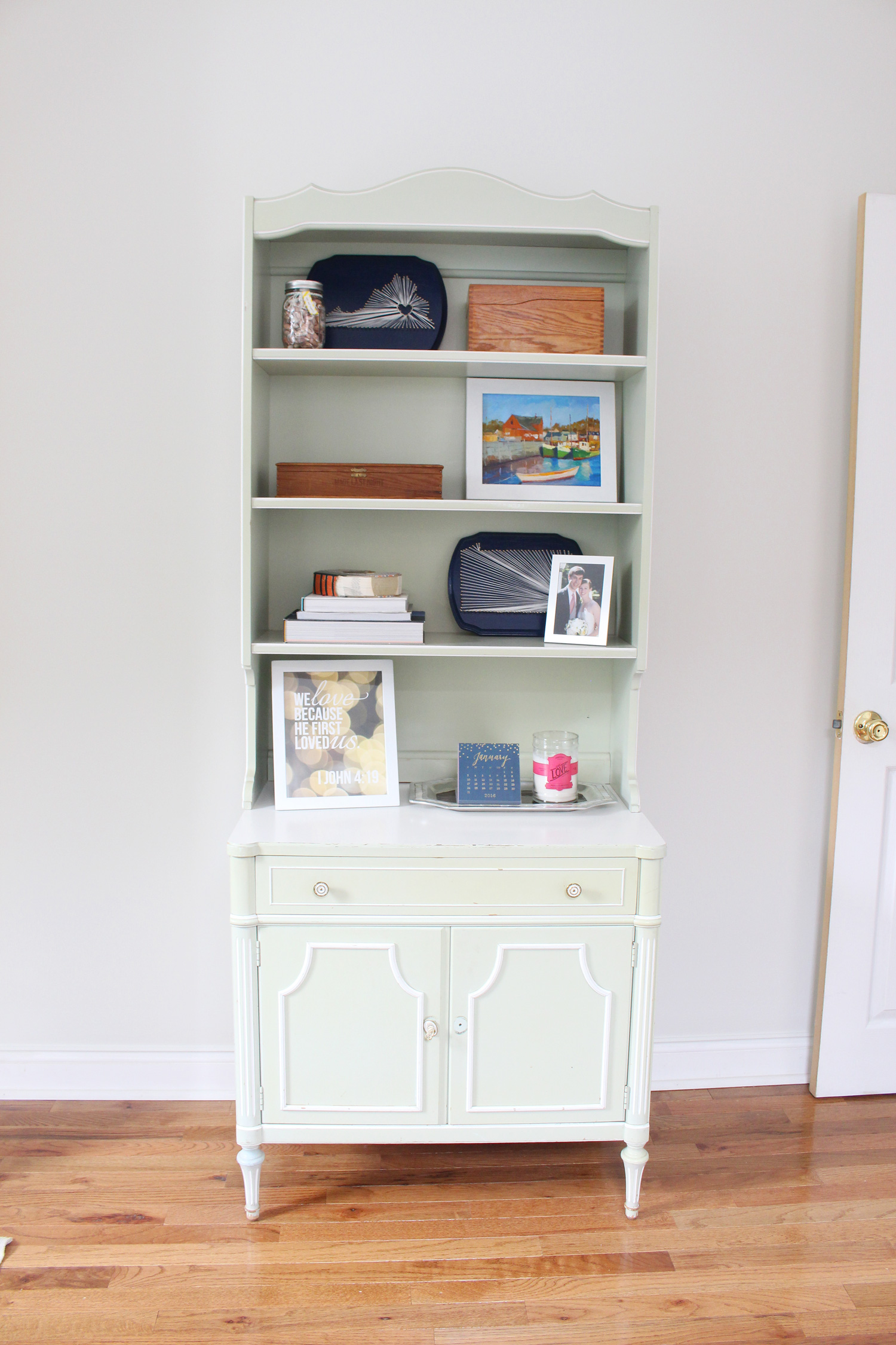 Bookcase in office.