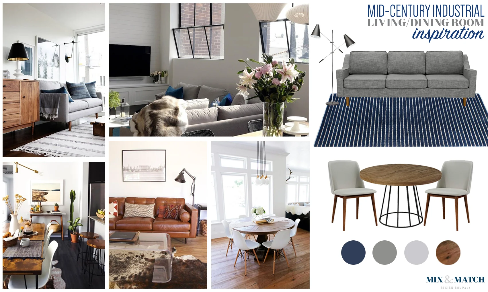 Mid-Century industrial living/dining room inspiration