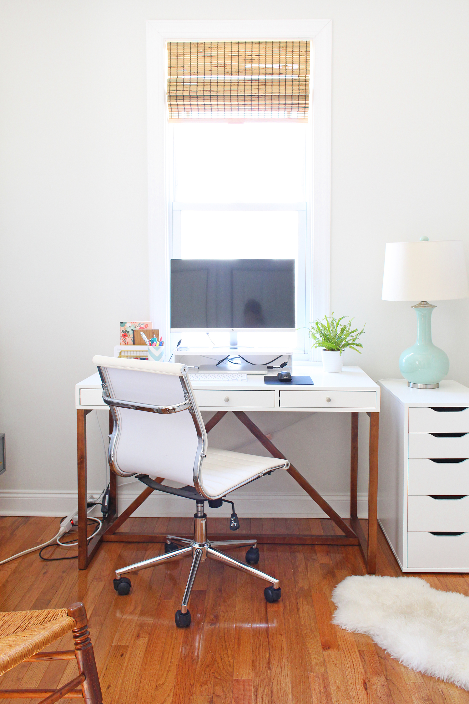 Workspace progress for my One Room Challenge home office makeover.