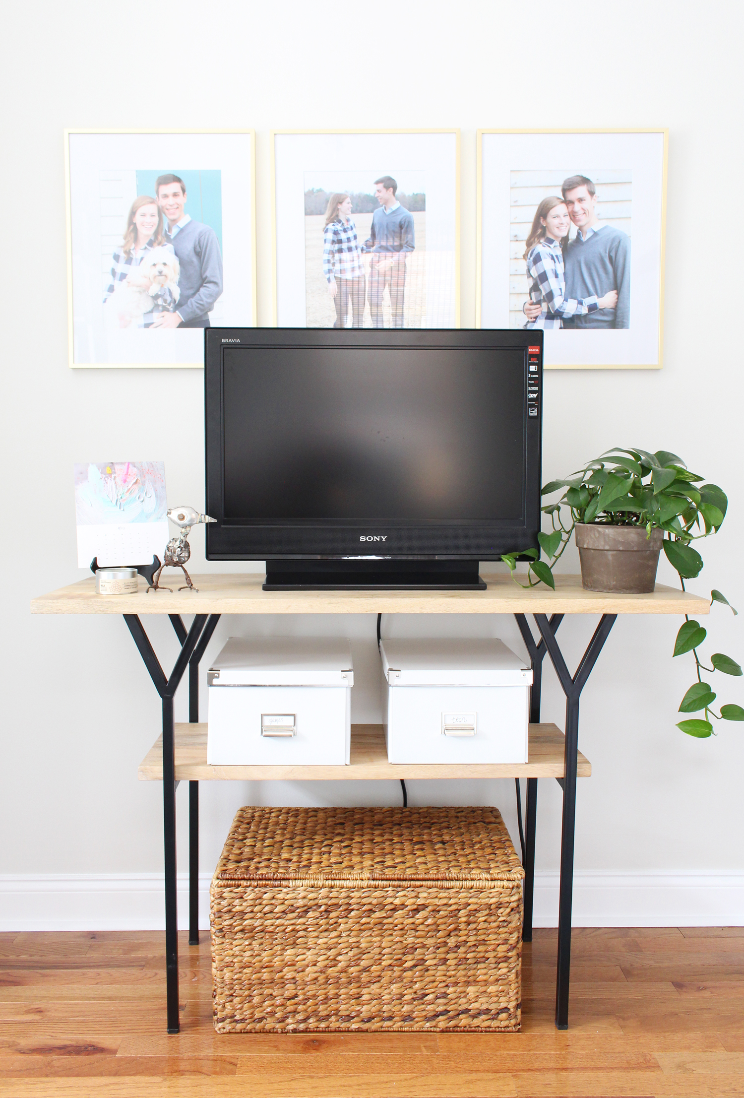 Framed photos are the perfect decor for above a TV.