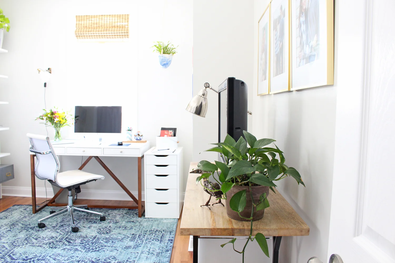 Modern and bright - with a touch of boho - home office.