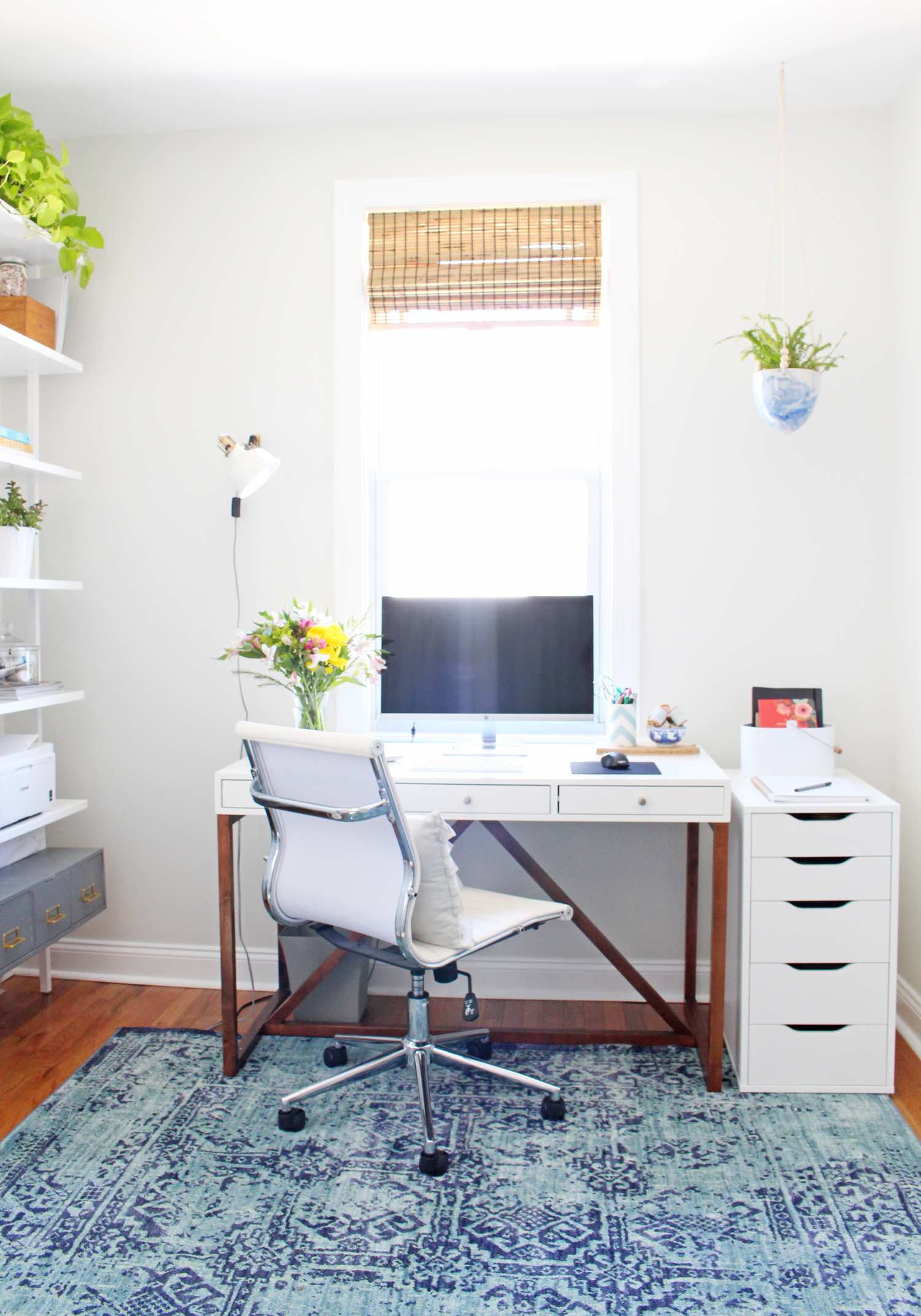 Modern, light and airy - with a touch of boho - home office.