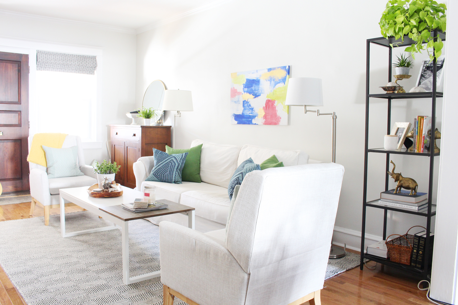 Eclectic, bright and airy living room from Mix & Match Design Company.