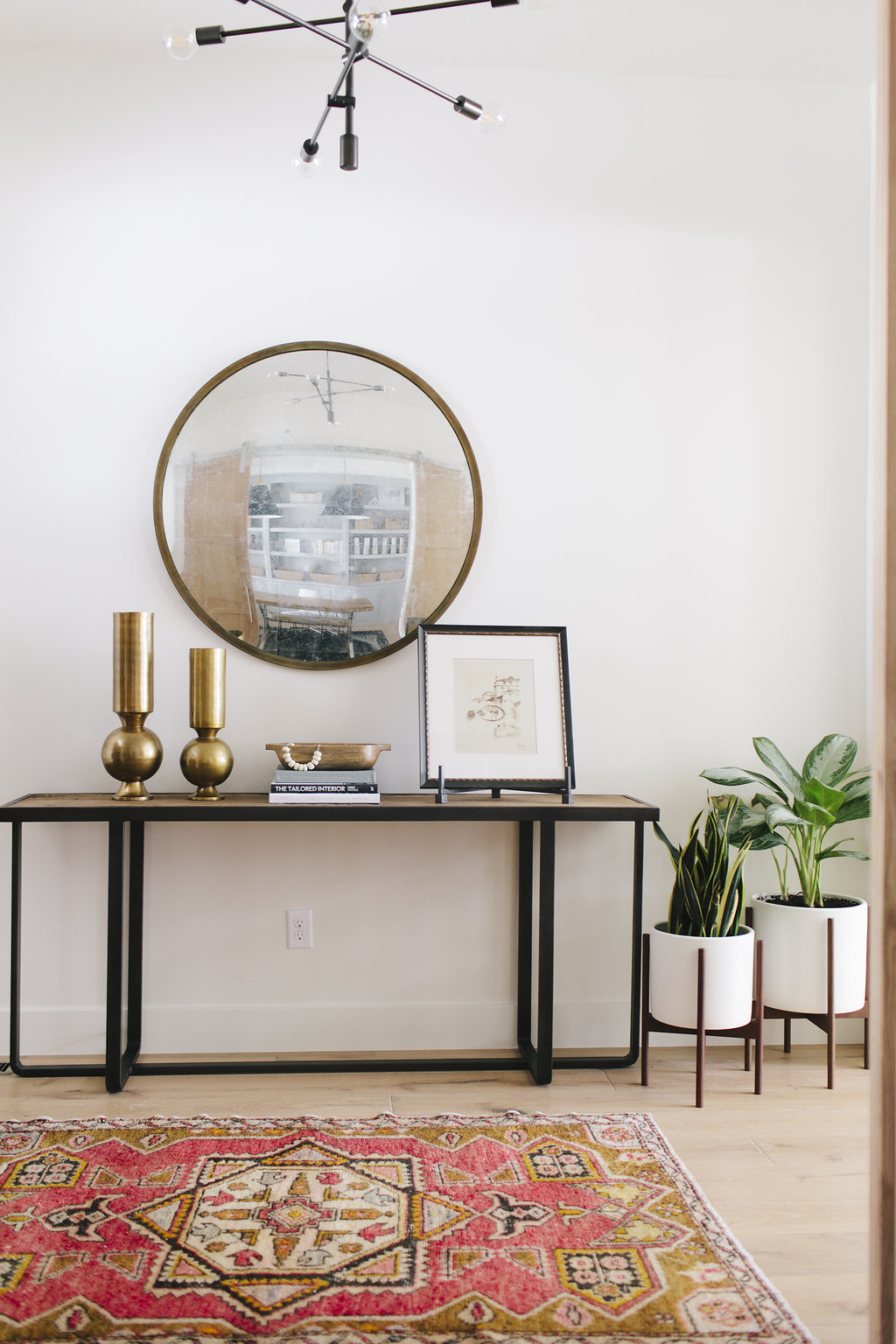 Console Tables And Round Mirrors A