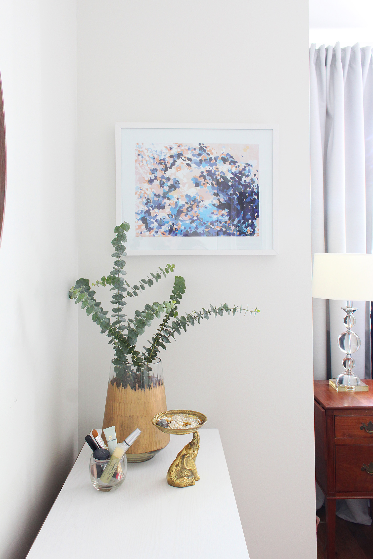 Art from Katie Craig (via Art Crate) in this interior designer's modern eclectic master bedroom.