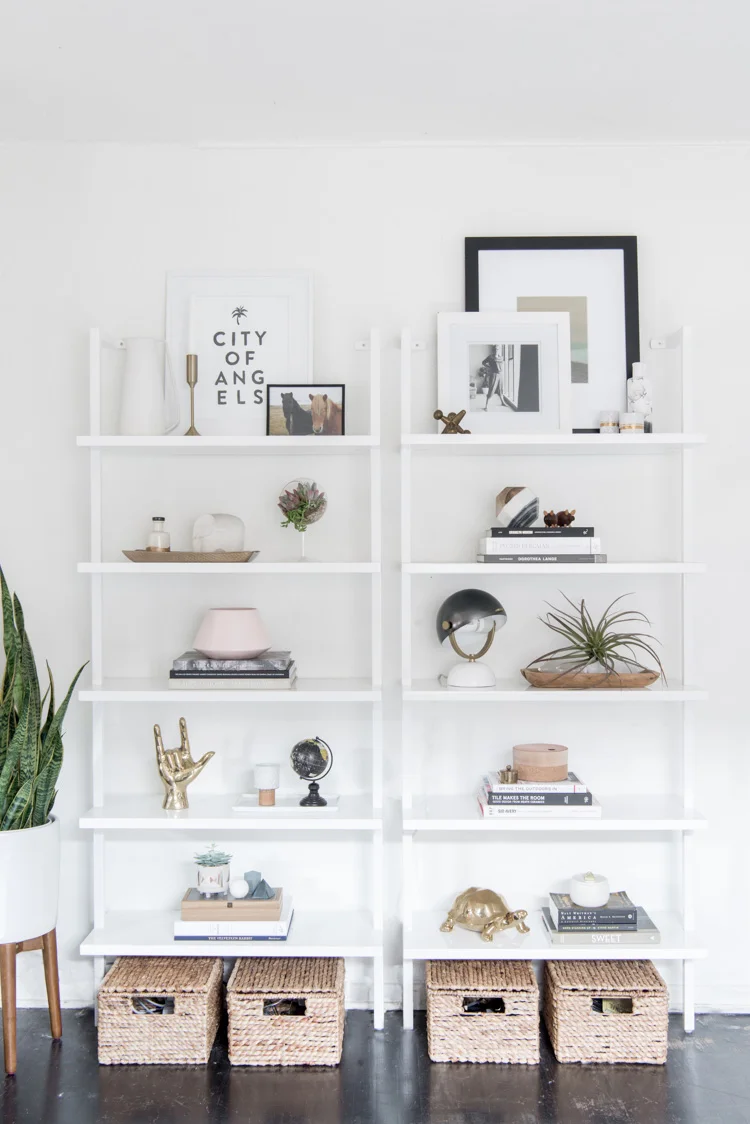 Get the look of this modern bookshelf styling from Design*Sponge on the blog.