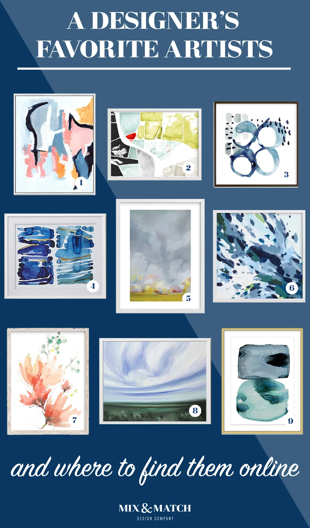 An interior designer shares her favorite artists and where to find them online. 