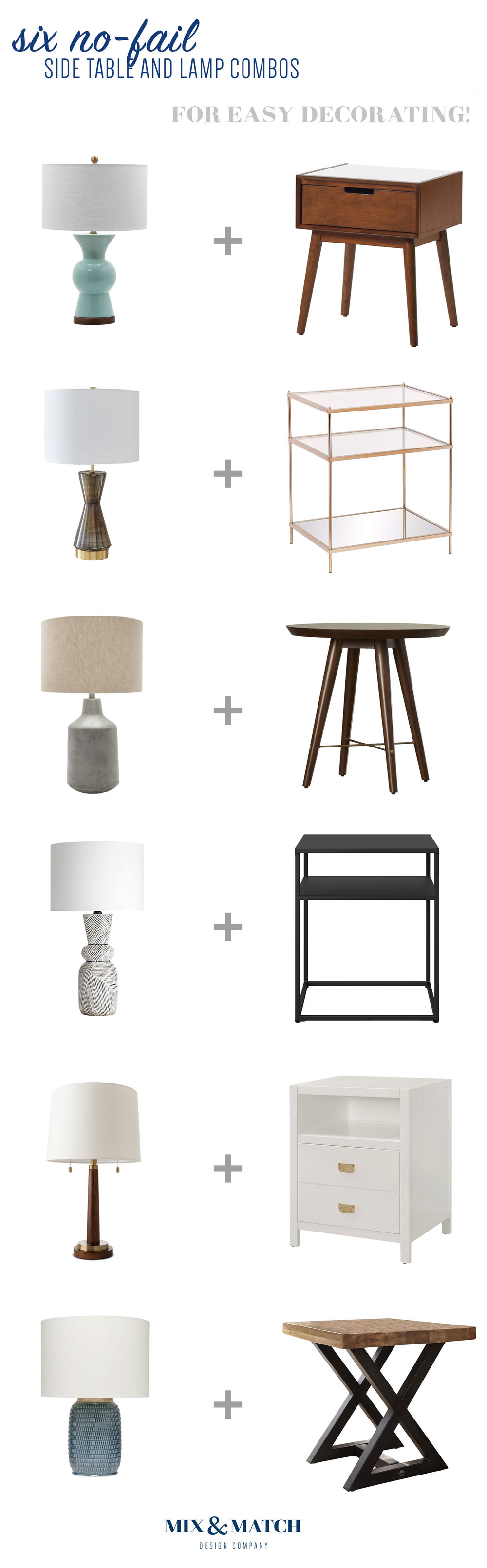 Side Table And Lamp Combo Plus, How To Mix And Match Table Lamps