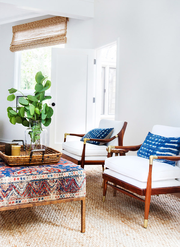 Inspiration for a California boho living room. This eclectic decorating style makes for a relaxed, cozy, but sophisticated space! Come find out how I used this inspiration to put together a look for a California boho living room design.