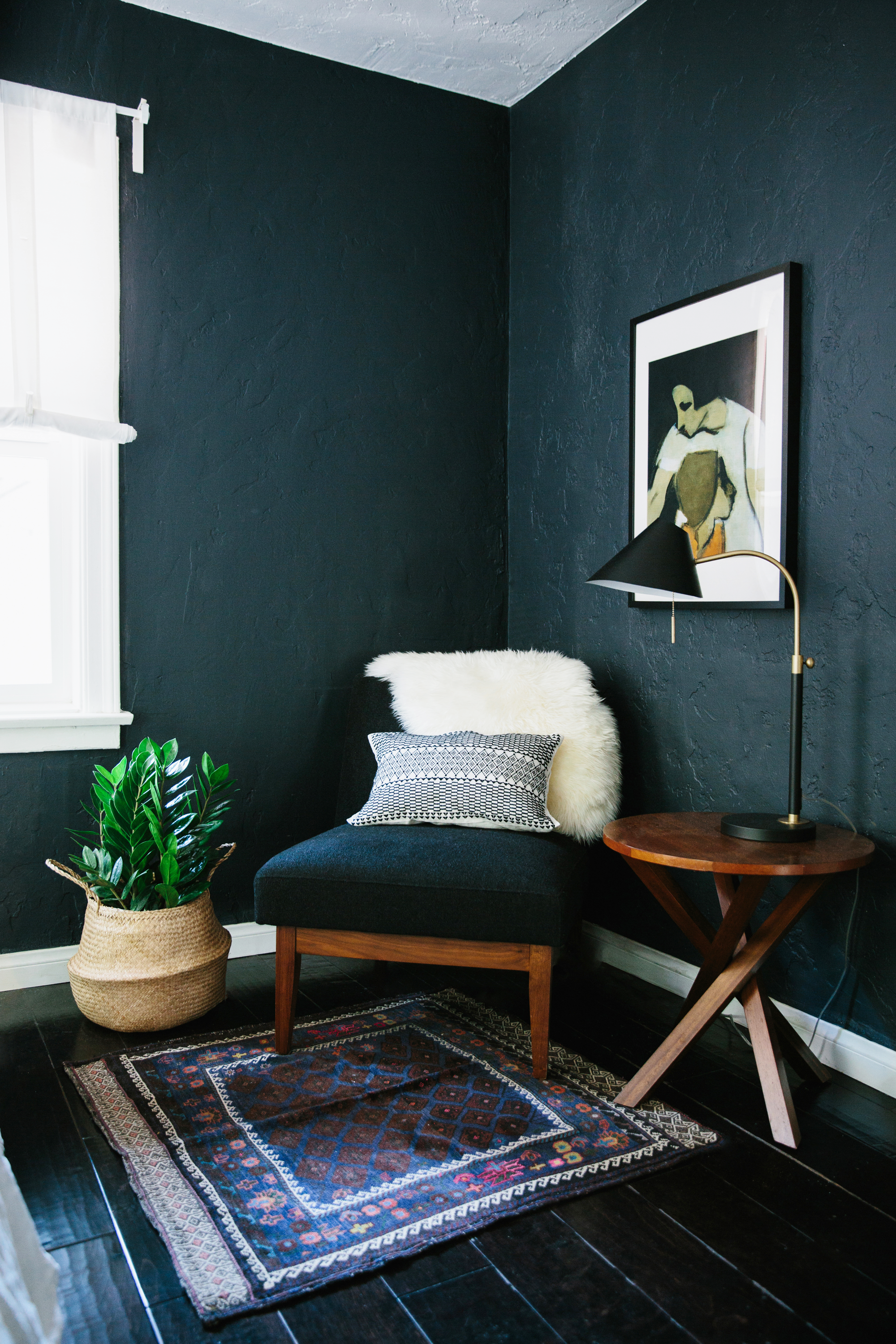 Boho-Reading-Corner-Dark-Green-Walls.png
