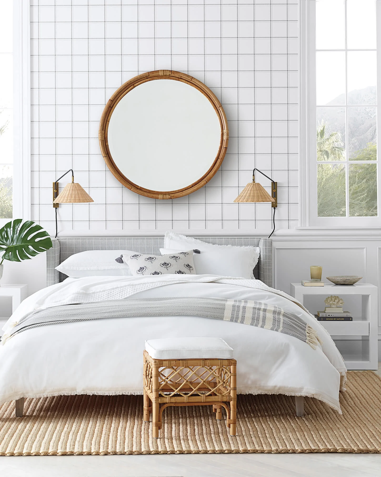 Rattan Sconce in Coastal Modern Bedroom.jpg