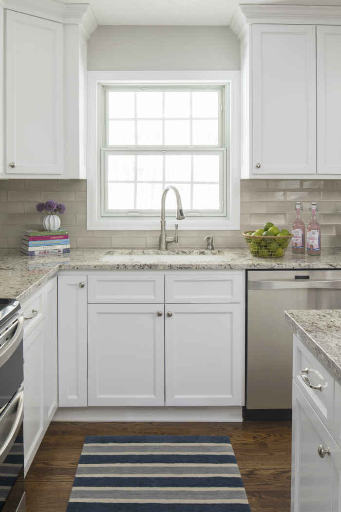 Dated Granite In Your Kitchen, Backsplash With White Cabinets And Countertops