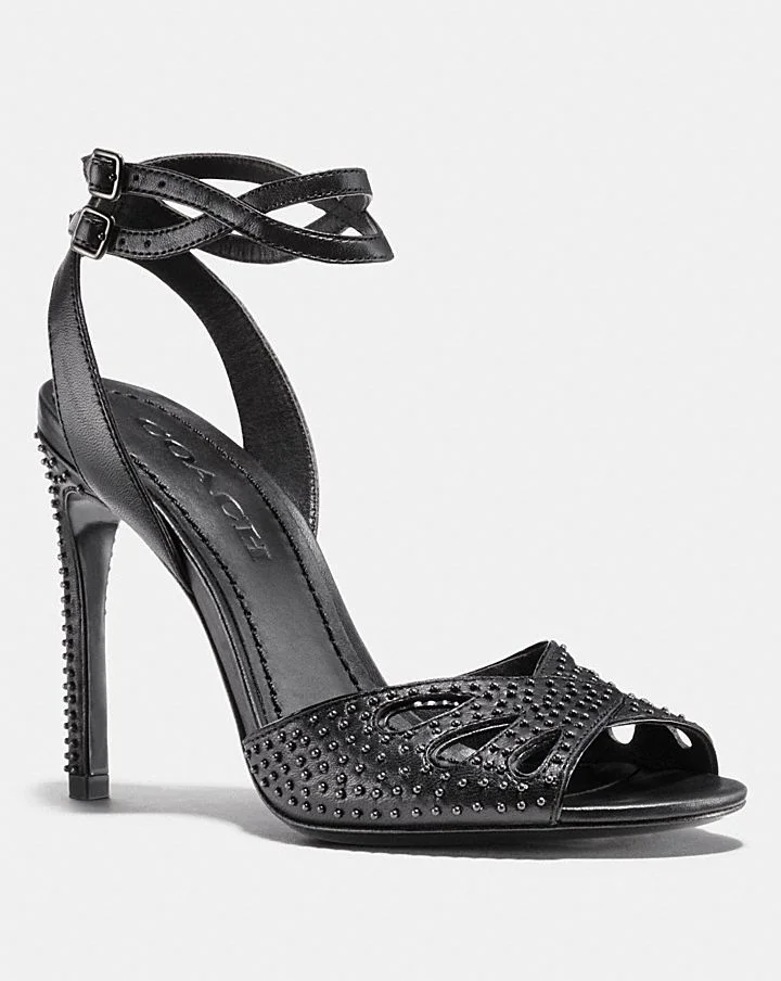 Heel Sandal With Prairie Rivets - Black