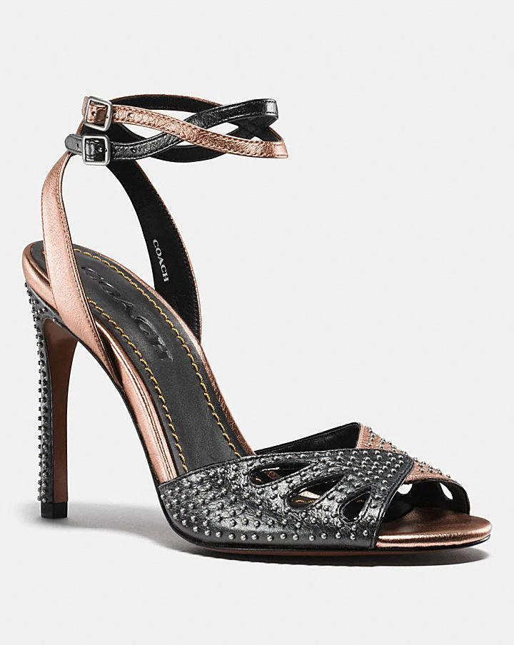 Heel Sandal With Prairie Rivets - Rose Gold